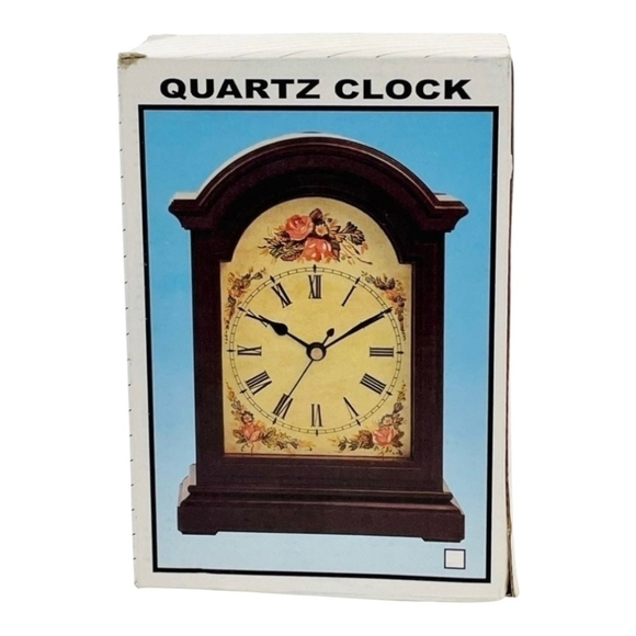 NIB Vintage Look Grandmother Floral Pattern Farmhouse Quartz Clock Table Clock - Picture 6 of 6